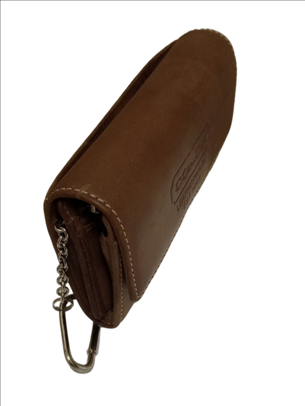COACH VINTAGE 90'S BROWN LEATHER WALLET WITH KEY RING - Picture 5 of 11